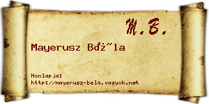 Mayerusz Béla névjegykártya